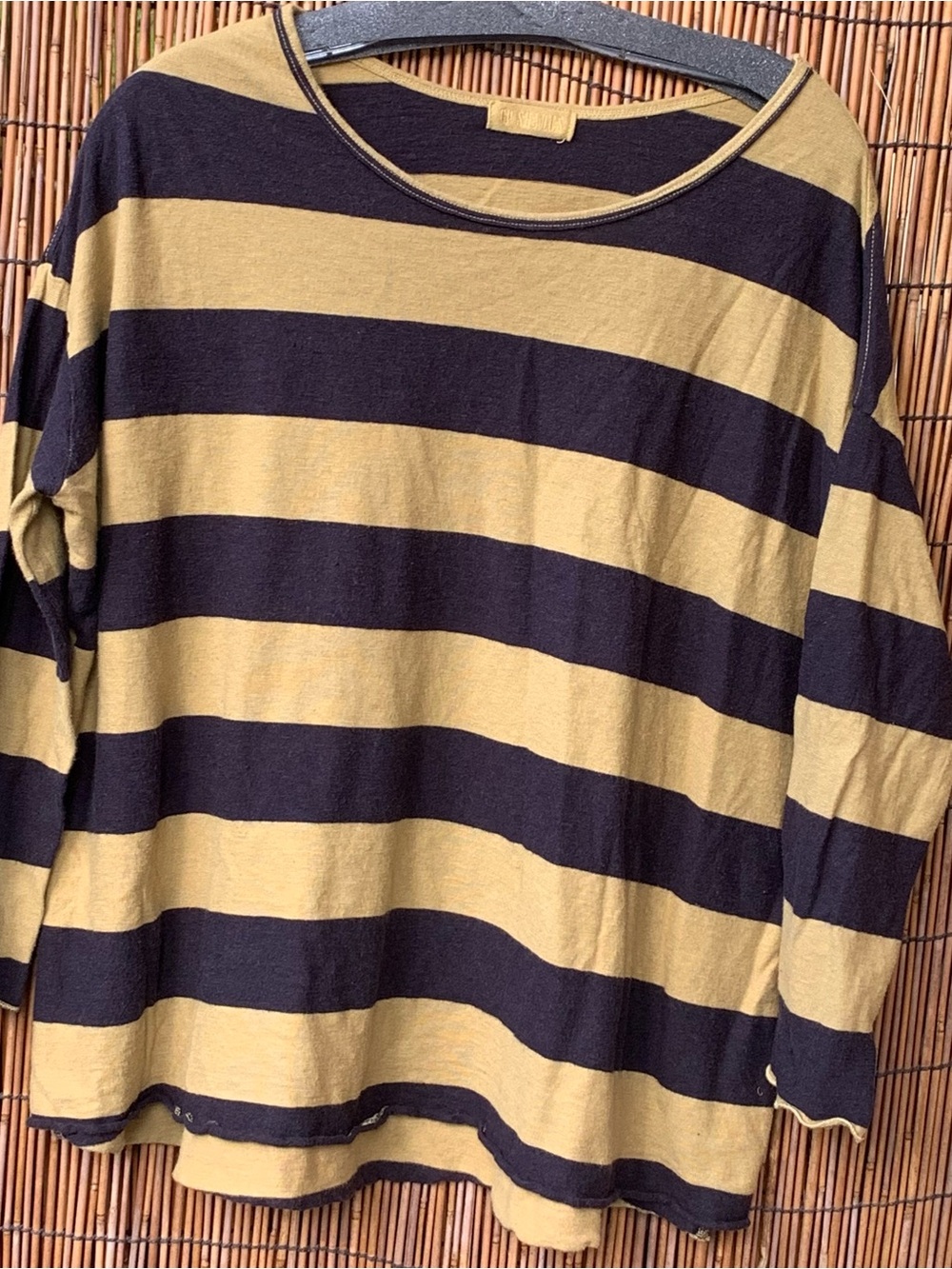 CP Shades Striped Top in Black and Golden Ecru 
Size medium